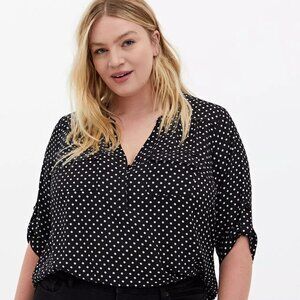 Harper Georgette Black & White Polka Dot 3/4 Sleeve Blouse Size 6X (30/32)